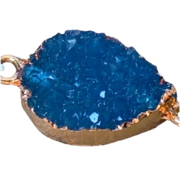 Sparkly Night Sky Bracelet, Sapphire Blue Stone, Faux Druzy Quartz Drusy Gift - Picture 1 of 11